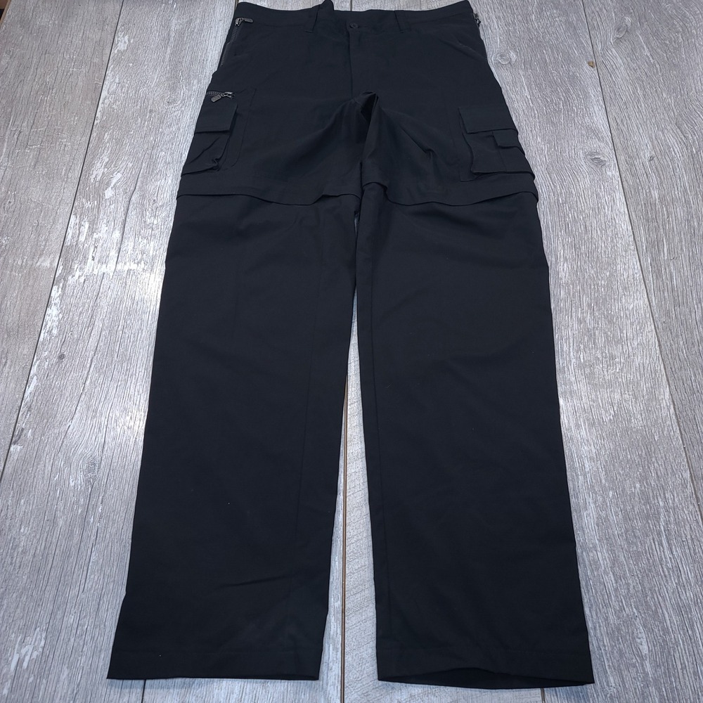 Tilley Cargo Pants Mens 34 Black Convertible Zip Off Hiking Outdoor Travel